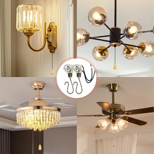 Zing Ear ZE-109 Fan Chain Pull Switch - 2PCS On-Off Speed Ceiling Fan Chain,