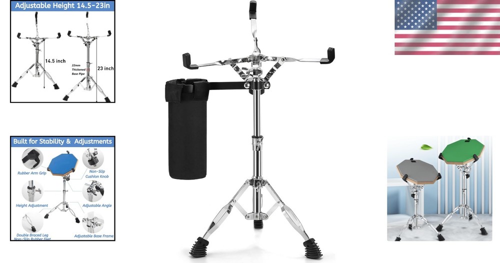 Portable Snare Drum Stand with Foldable Design - Stability & Convenience