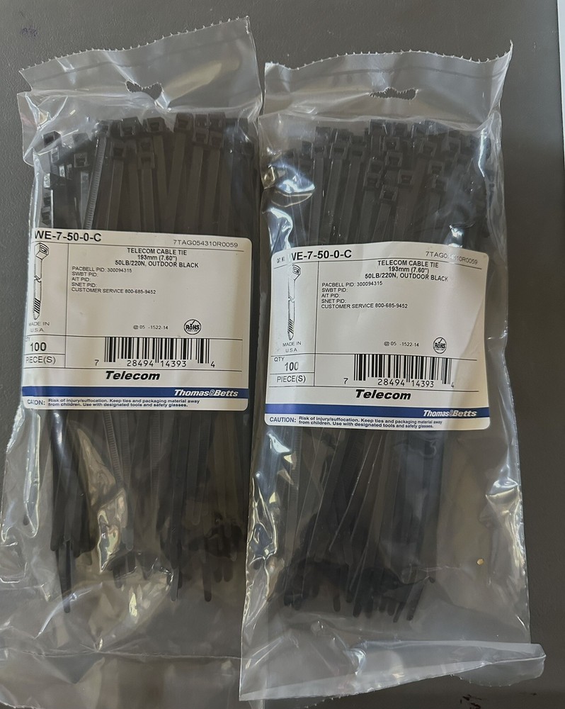 Thomas & Betts Telecom Cable Zip Ties Outdoor Black