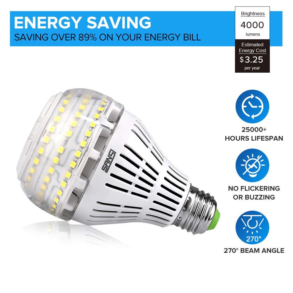4000lm 2 Pack 27W LED Light Bulb Energy Saving Efficient 5000K Daylight LED Lamp