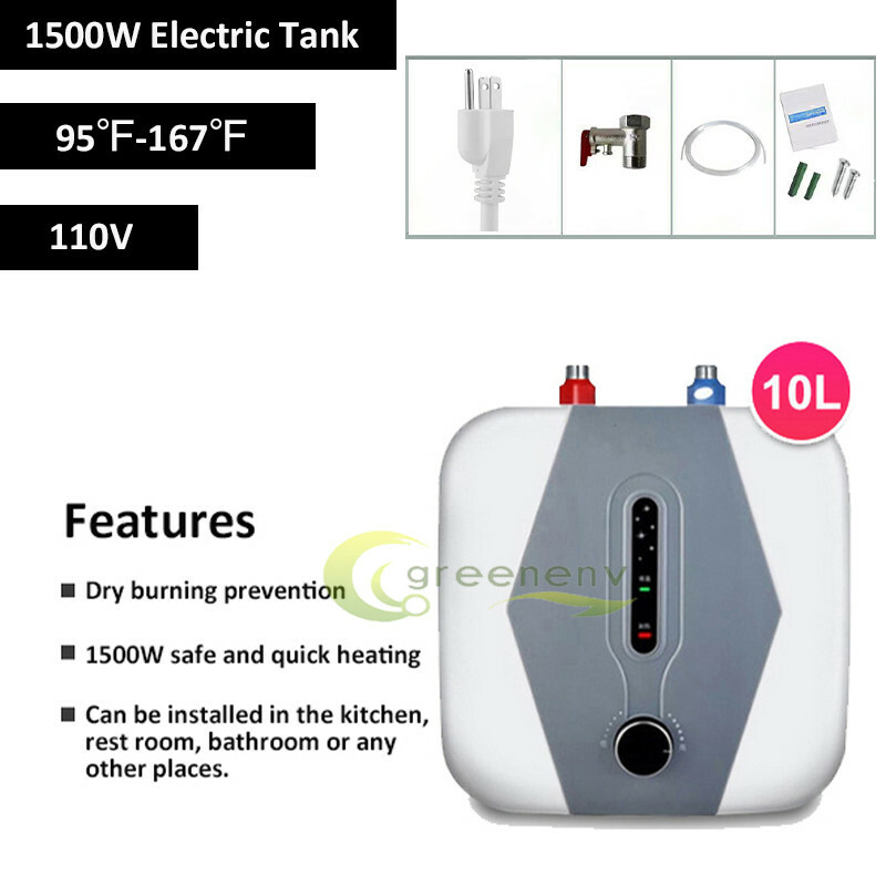 10L Mini Electric Tank Hot Water Heater Kitchen Bathroom Home 95°F-167°F 110V