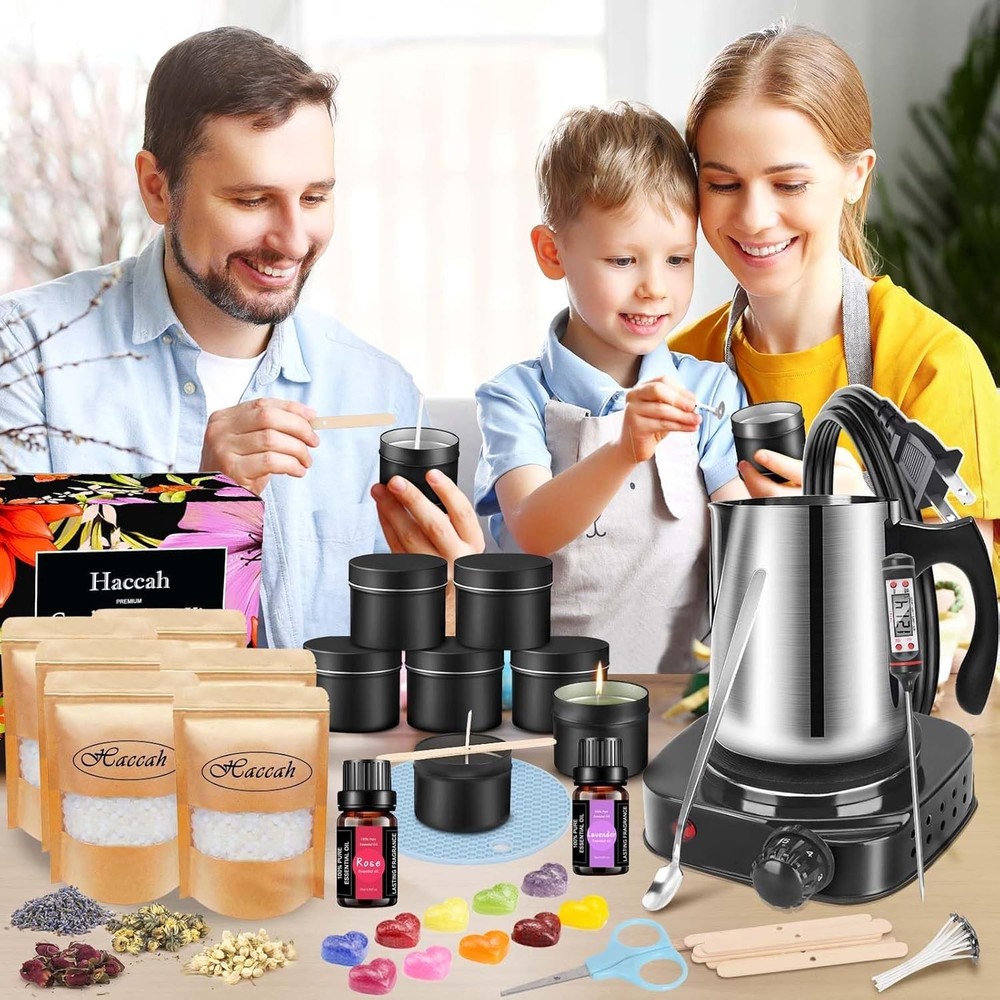 Complete Candle Making Kit With Wax Melter, 3.0lbs black