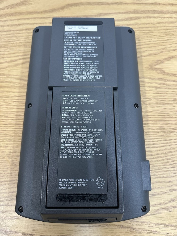 FLUKE 672 Ethernet LANmeter Network Analyzer W/ Bag Disk Adapter Powers UNTESTED