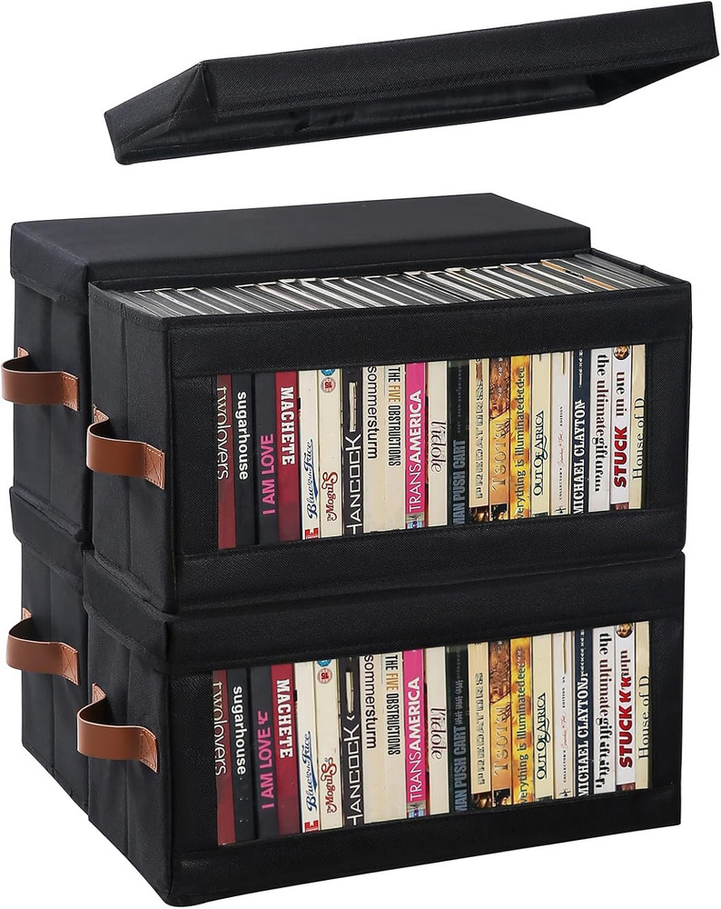 4 Packs DVD Storage Box with Visible Window, Dustproof DVD Case Holder Organizer