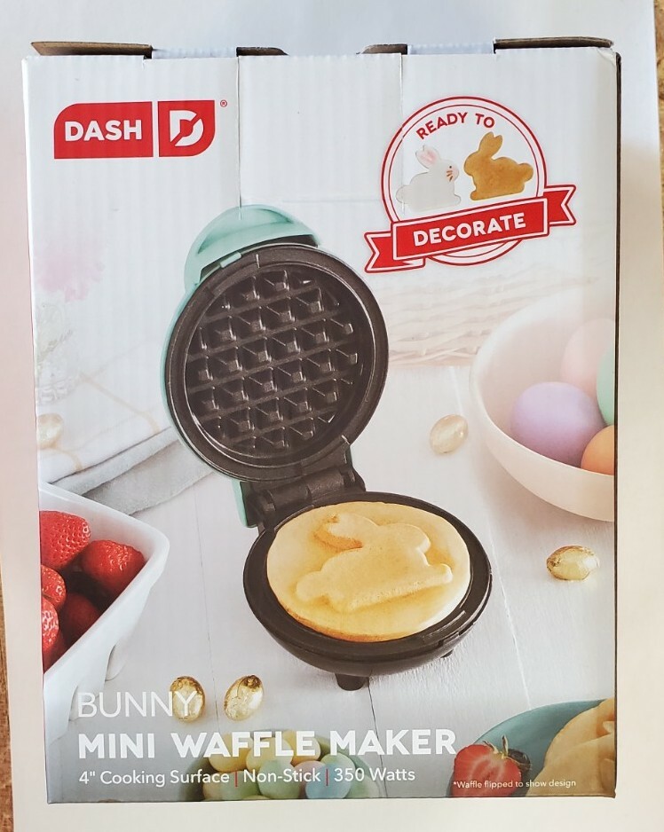 DASH MINI EASTER BUNNY RABBIT SHAPED WAFFLE MAKER ELECTRIC KITCHEN APPLIANCE