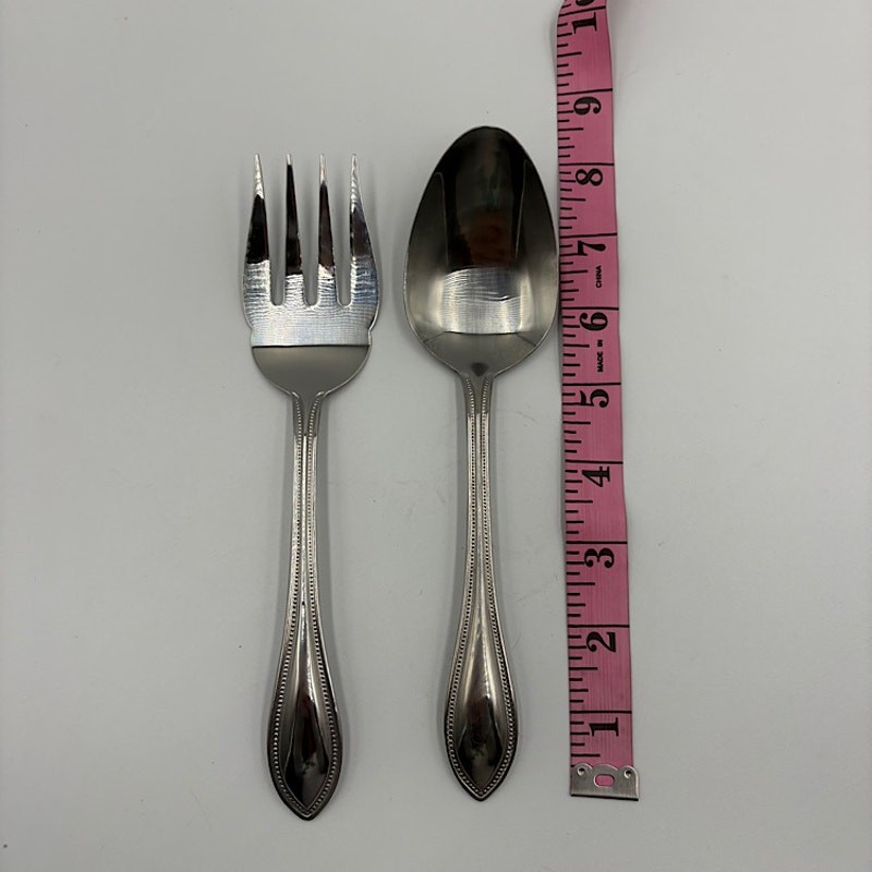 Pfaltzgraff American Bead Serving Spoon & Fork Flatware Serveware Utensils
