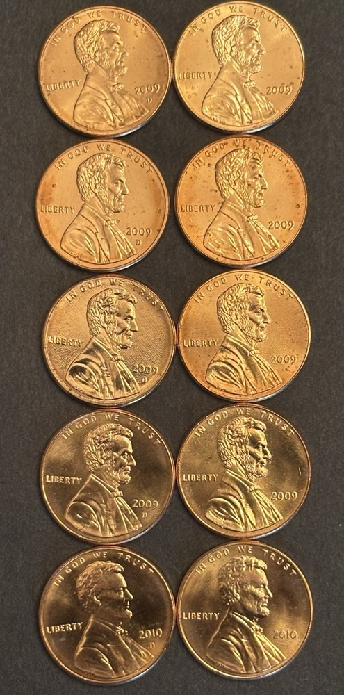 2009 P D Lincoln Bicentennial Cent Set Plus 2010 P D First Shield Cent.