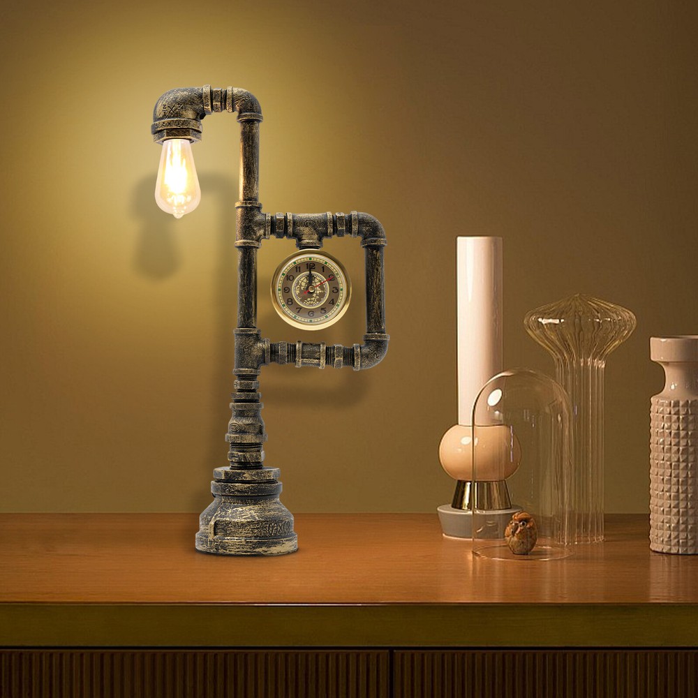 Vintage Steampunk Industrial Water Pipe Bedside Light Reading Table Lamp Light