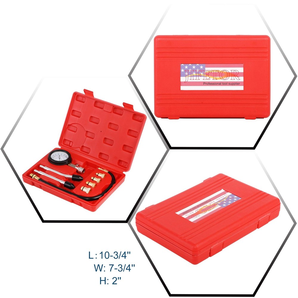 Compression Tester Kit, Small Engine Cylinder Test Pressure Gauge Tool Set fo...