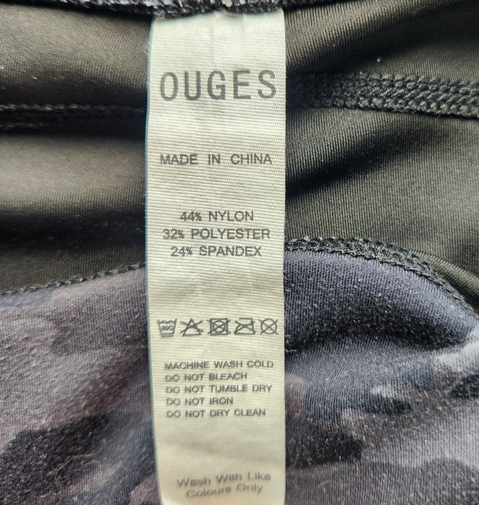 Womens Yoga Stretch Leggings Sz M Soft Gray Camo Chic Casual Pockets OUGES Pants