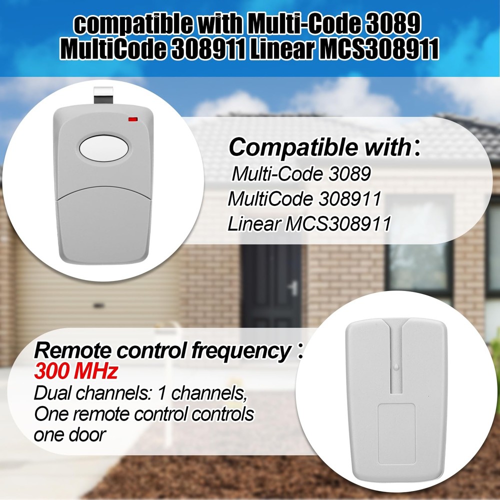 2 Pcs 1 Channel Gate Opener Remote Compatible with Multi Code 3089 308911 Lin...