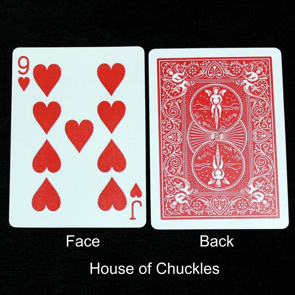 9 of Hearts / Jack - Mis-Indexed, Bicycle Printed Gaff Card, Red