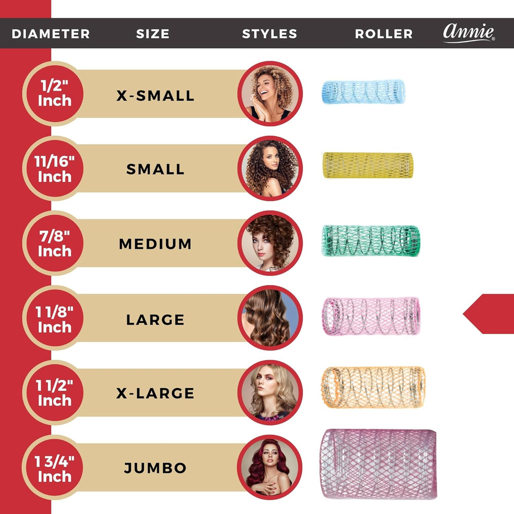 Annie 1-1/8" Wire Mesh Hair Rollers - 12 Pcs.