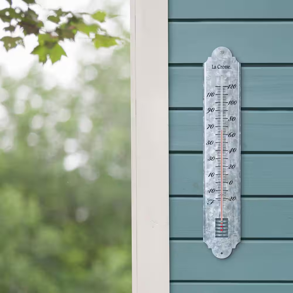 19.50 In. Galvanized Metal Analog Vertical Thermometer