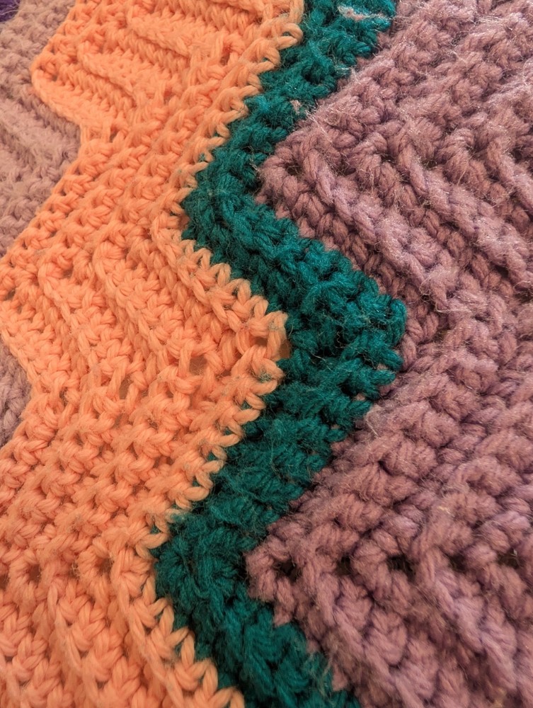 Handmade Multicolor Chevron Crochet Large Sofa Throw Blanket Decorative