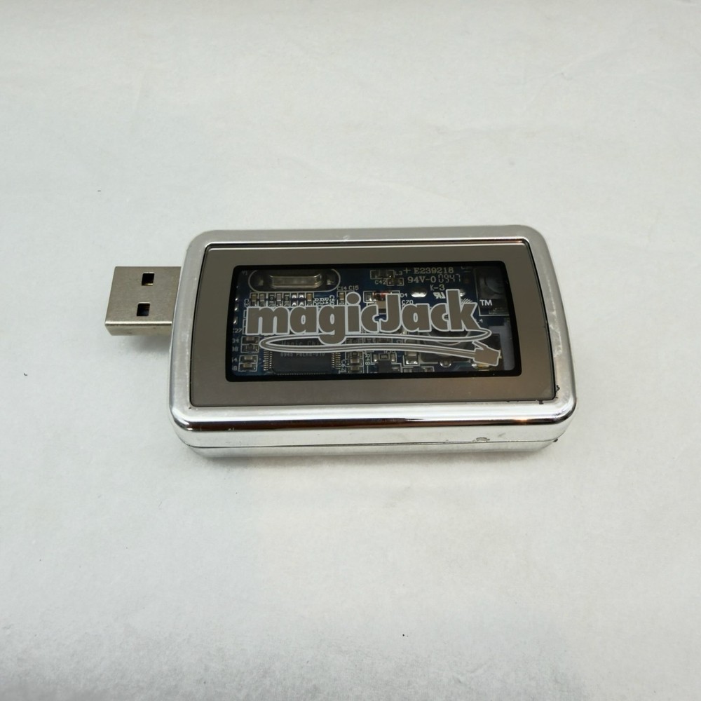 Original magicJack USB VoIP Phone Adapter Dongle Silver PC Mac Internet Phone