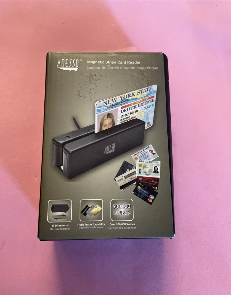 NEW Adesso Magnetic Stripe USB Card Reader (MSR-100)
