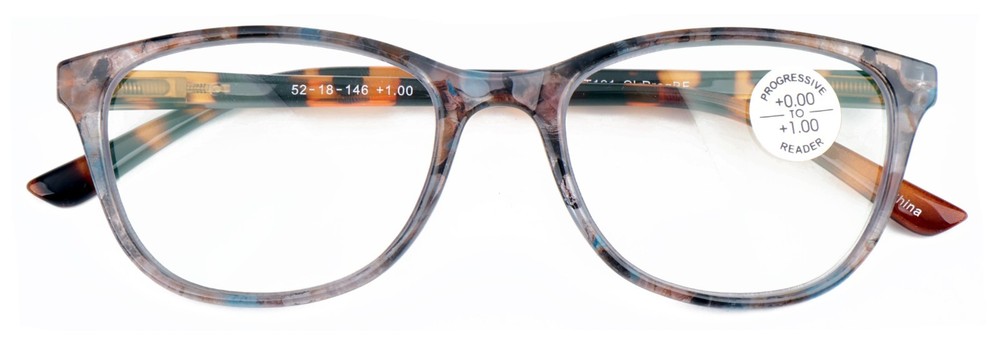 Women Marble Print Clear Progressive Reading Glasses - Zero Power On Top Reader