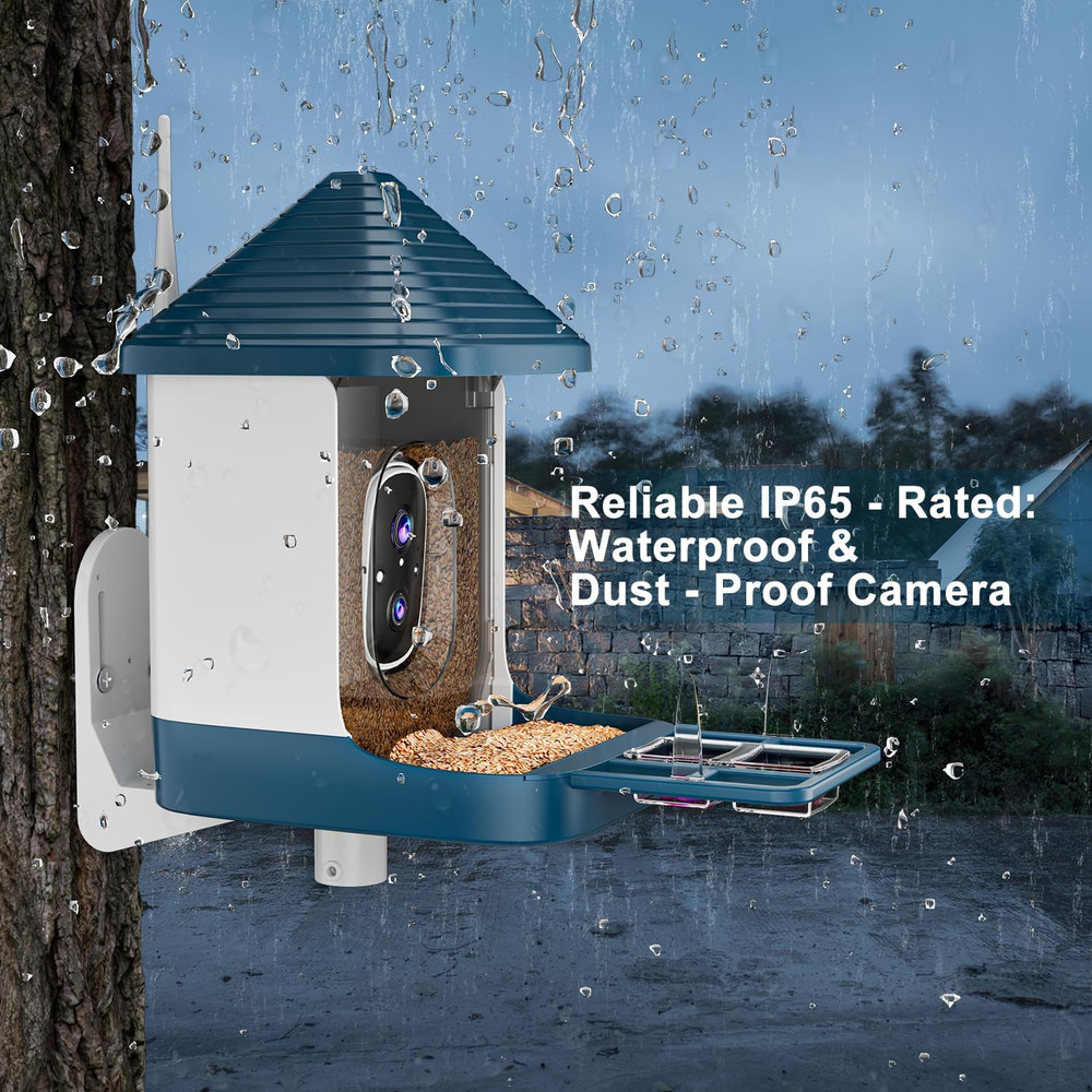 AI Smart Bird Feeder with Camera - Solar Powered 2K HD Bird Watching Camera with