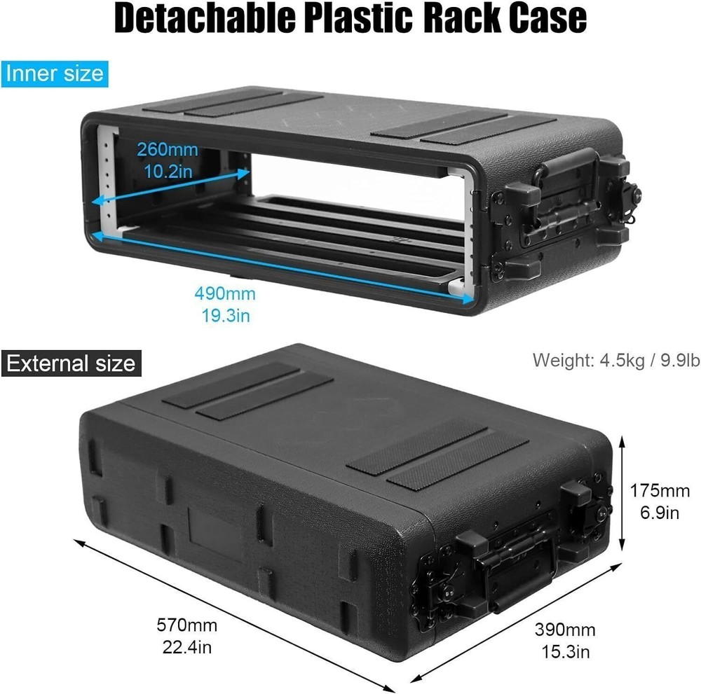 2U/4U/6U Rack Case Depth, 19" Rackmount Flight Cases Waterproof Cable Trunk