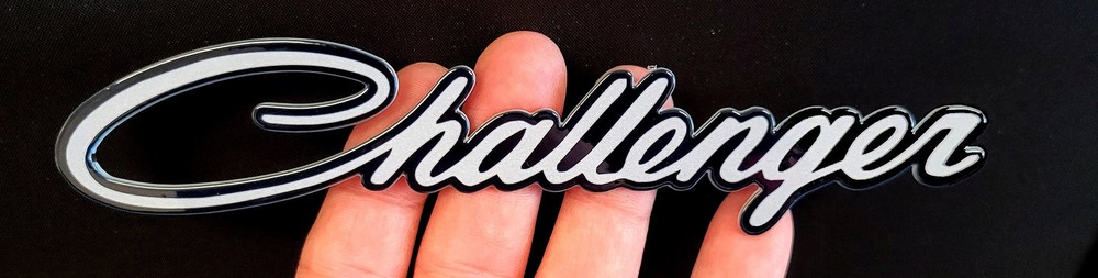 Dodge Challenger Script Steel Sign - Grey - Large - 28" X 6"