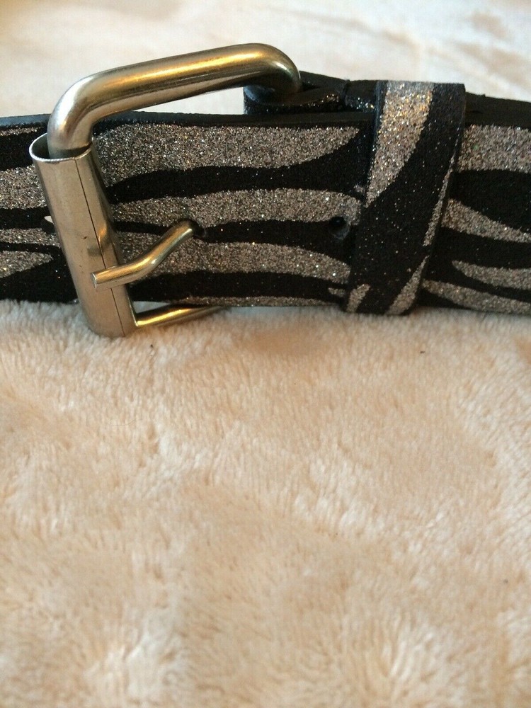 Leather And Fabric Glitter Belt Size Medium