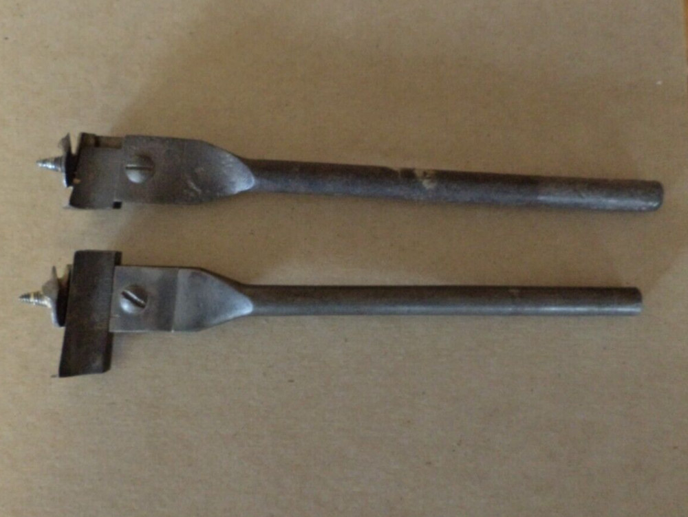 Two Vintage unbranded  adjustable wood boring bit