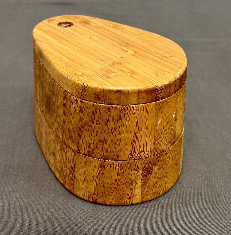 Totally Bamboo Salt & Pepper Hinged Storage Container 5x3.5x4”