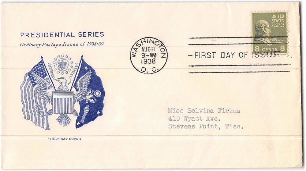 US #813 FDC, 1938