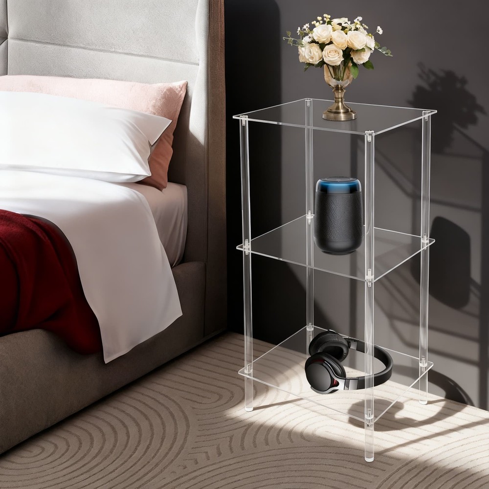 Acrylic Record Player Stand, Clear Record Player Stand, Side Table End Table