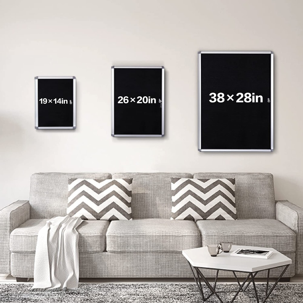 EVERSUPPLY Enclosed Changeable Letter Boards Felt Message Board with Locking