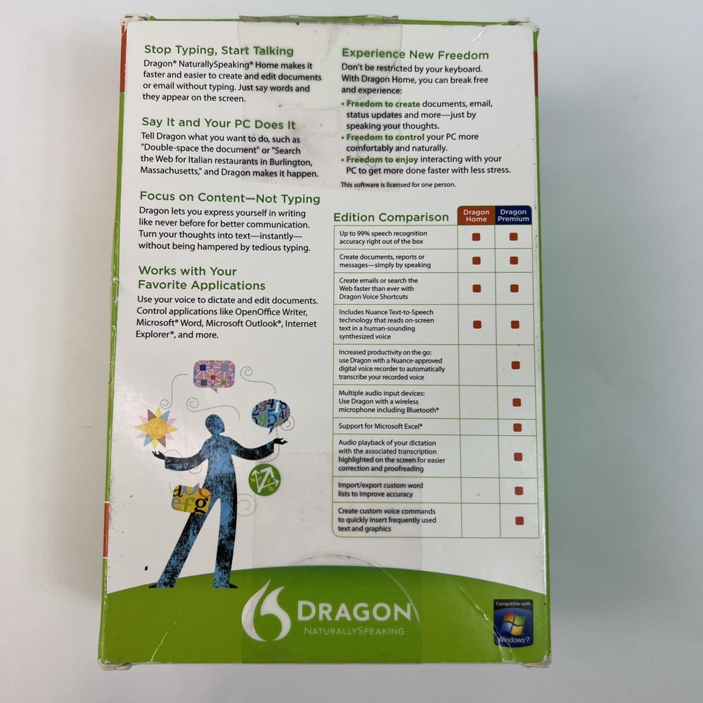 Dragon NaturallySpeaking DVD Version 11 Speech Recognition DISC Only Replacement