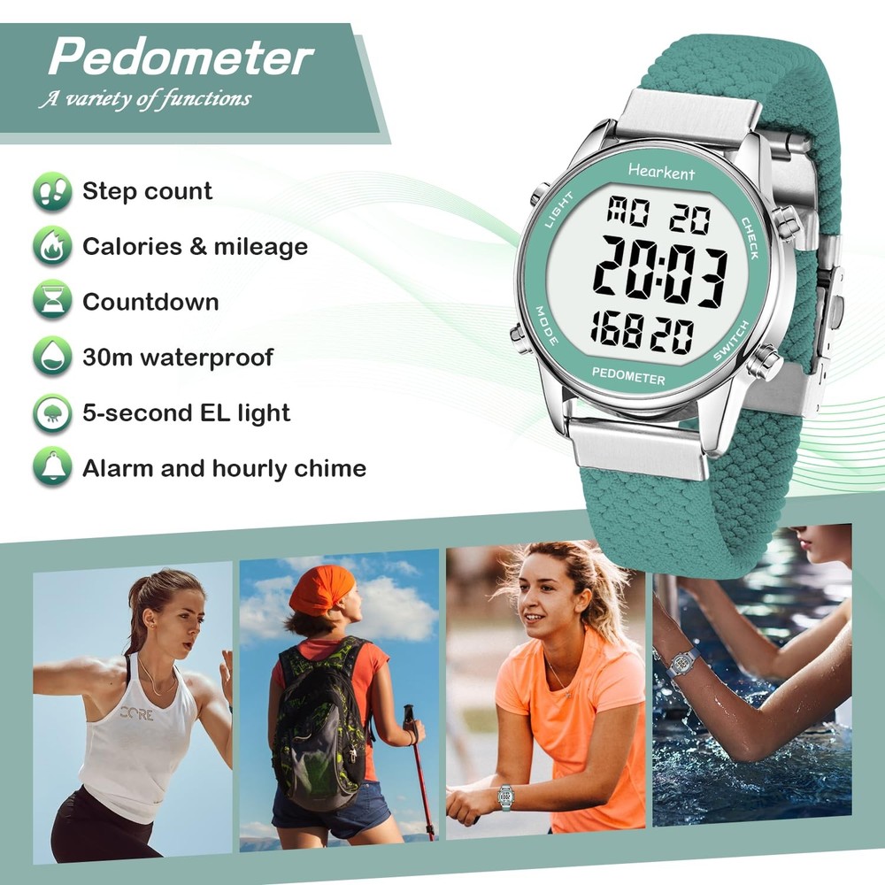 Womens Pedometer -Step Tracker with Calories Counter-Non Bluetooth Pedometer ...