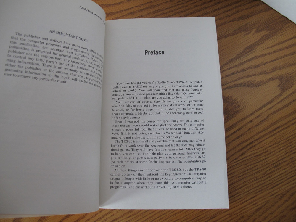 VINTAGE TRS-80 COMPUTER PROGRAMMING BOOK RADIO SHACK 1980 PROGRAMS