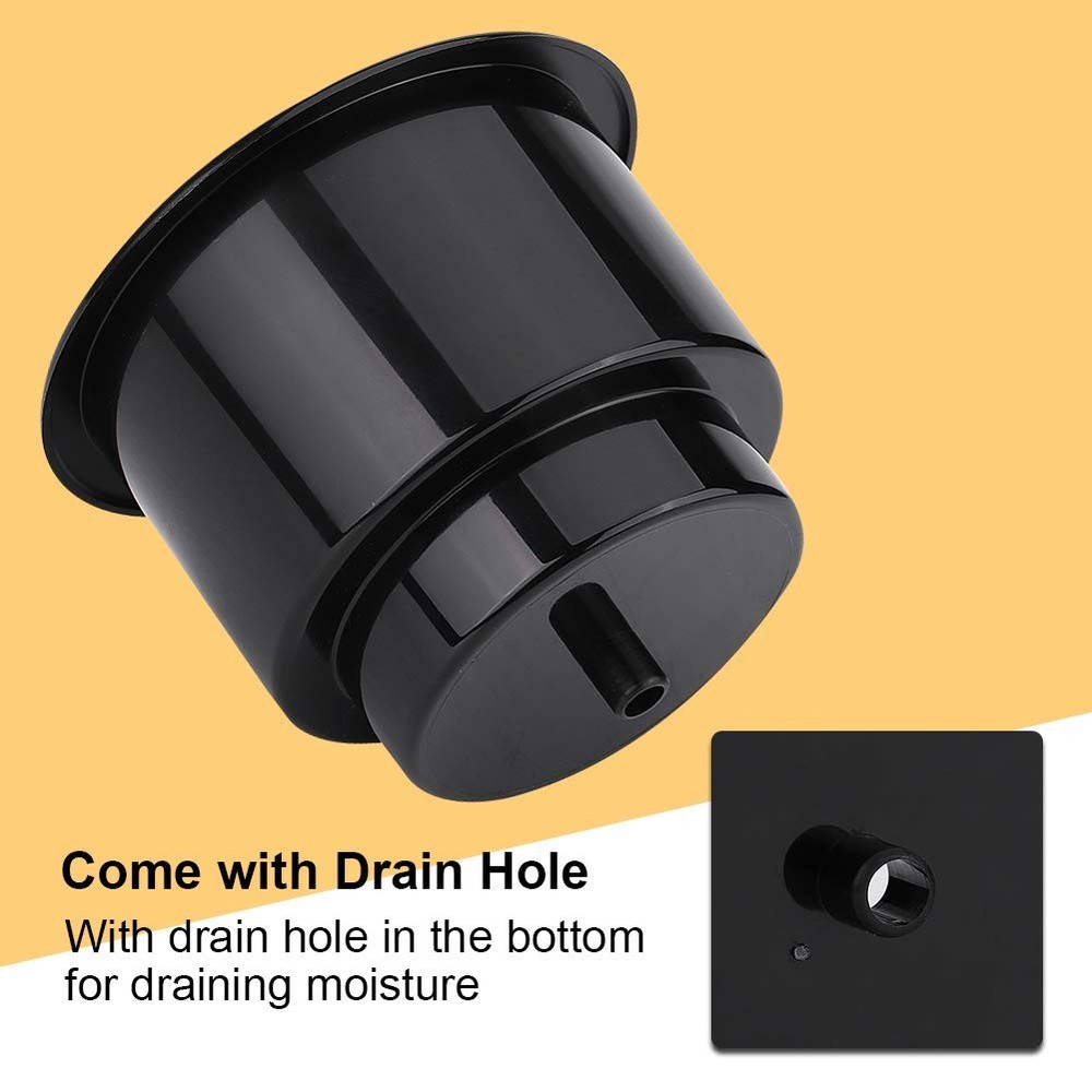 Marine Cup Holder Insert, Plastic Replacement Liner with Drain Hole, Universa...