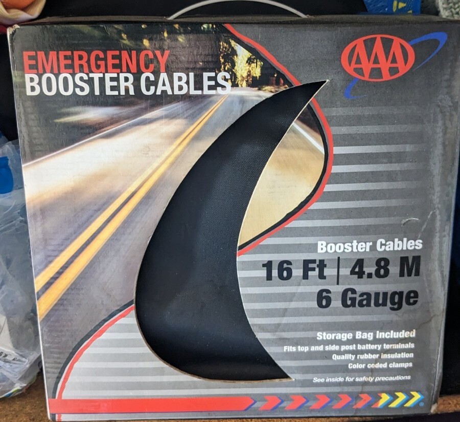Emergency Booster Jumper Cables, AAA 16ft, Open Box