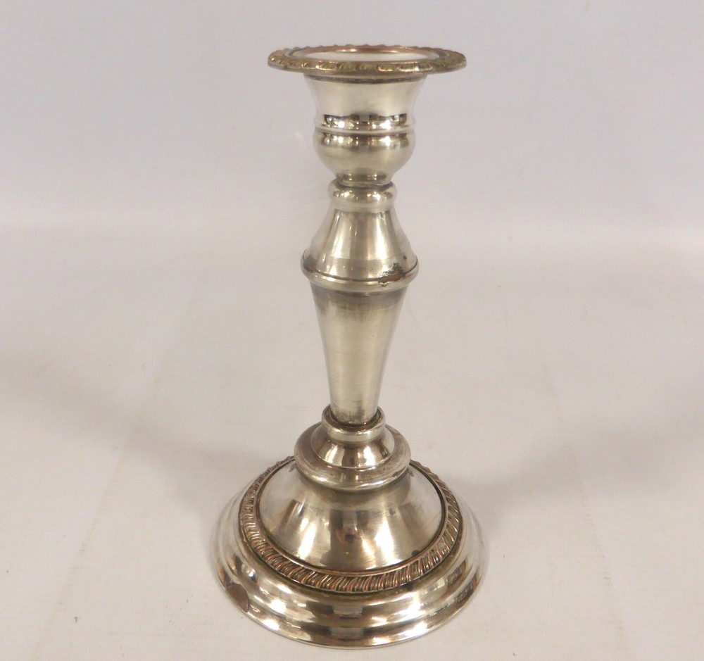 Vintage Silverplate on Copper Candlestick Holder 20cm