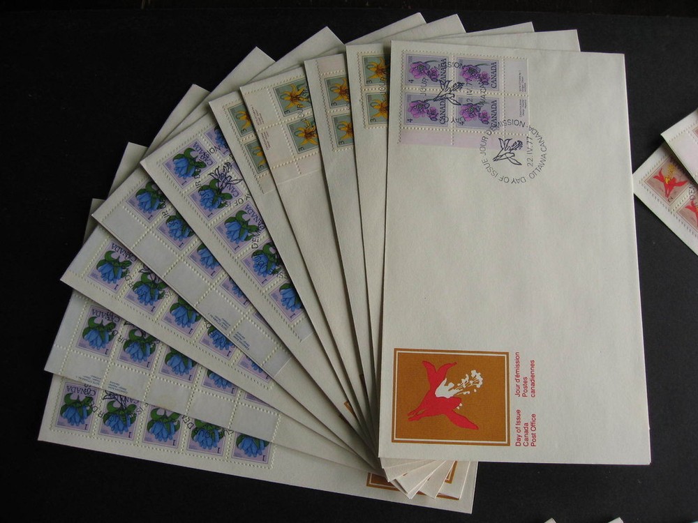 CANADA 50 different 1970s FDC (first day covers) Blocks, MS Plate Blocks, HV etc