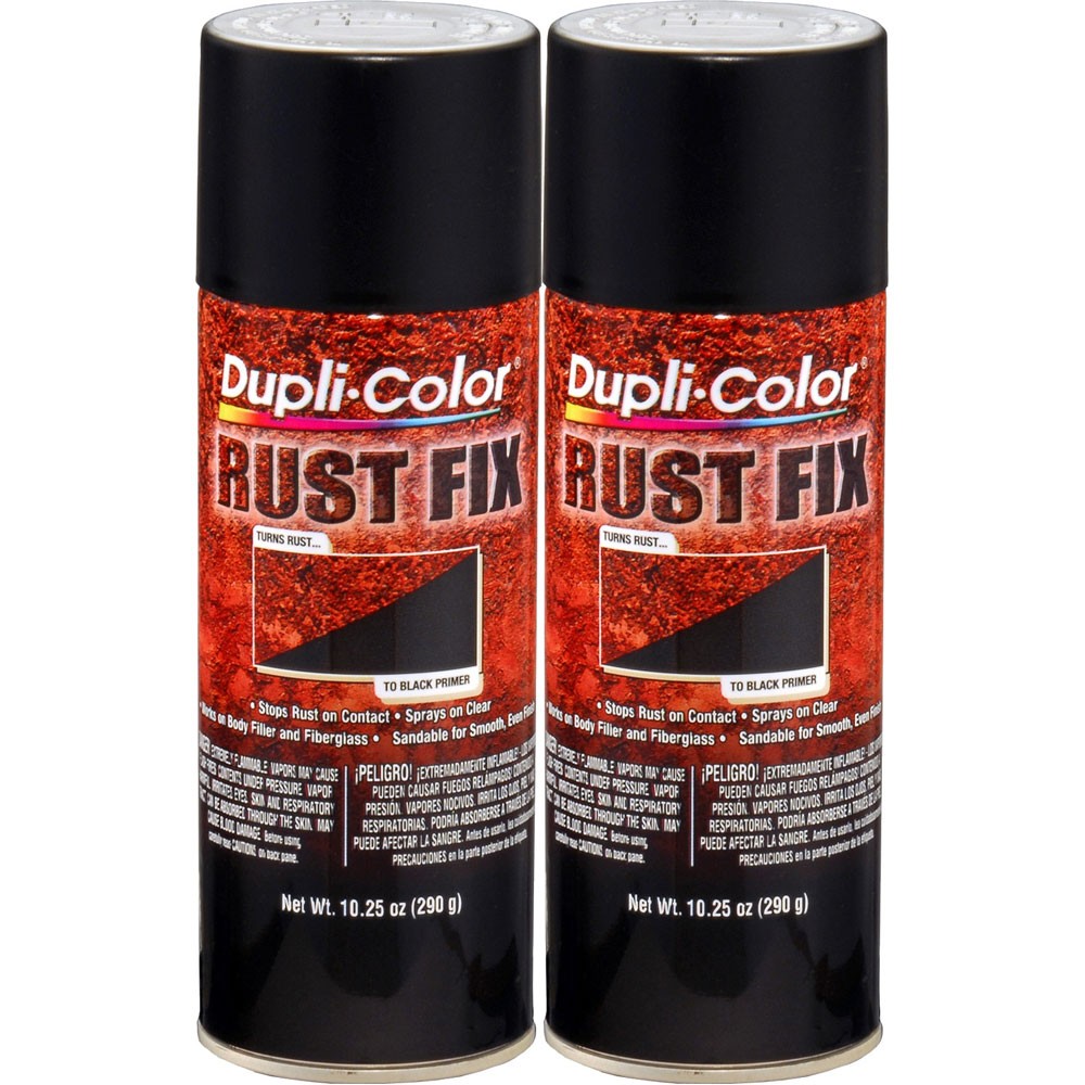 Duplicolor RF129 (2-Pack) Rust Neutralizer Rust Fix, Flat Black, 10.25oz Aerosol