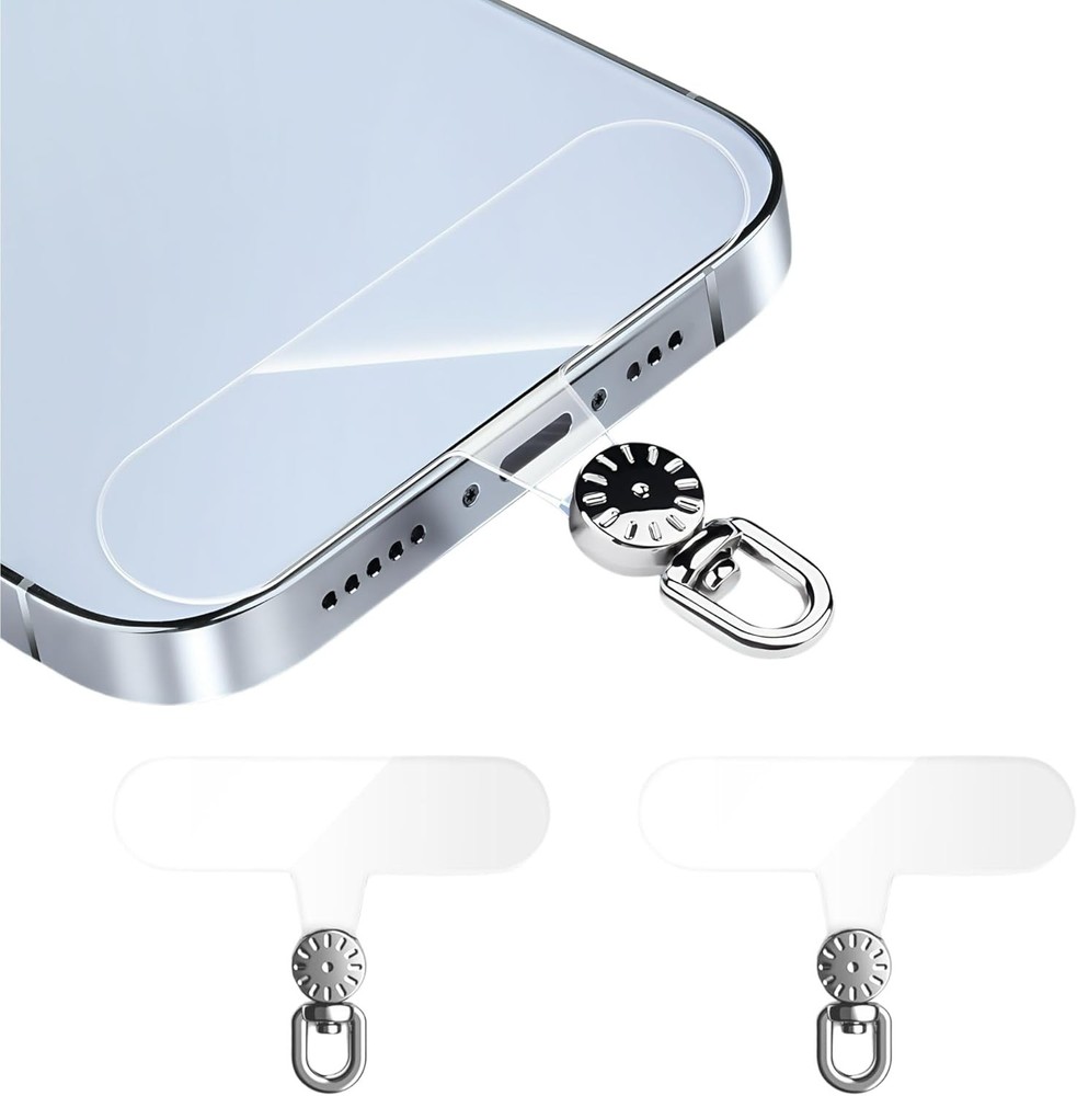 360° Rotatable Clear TPU Phone Tether Tabs for Lanyards 2 Pack