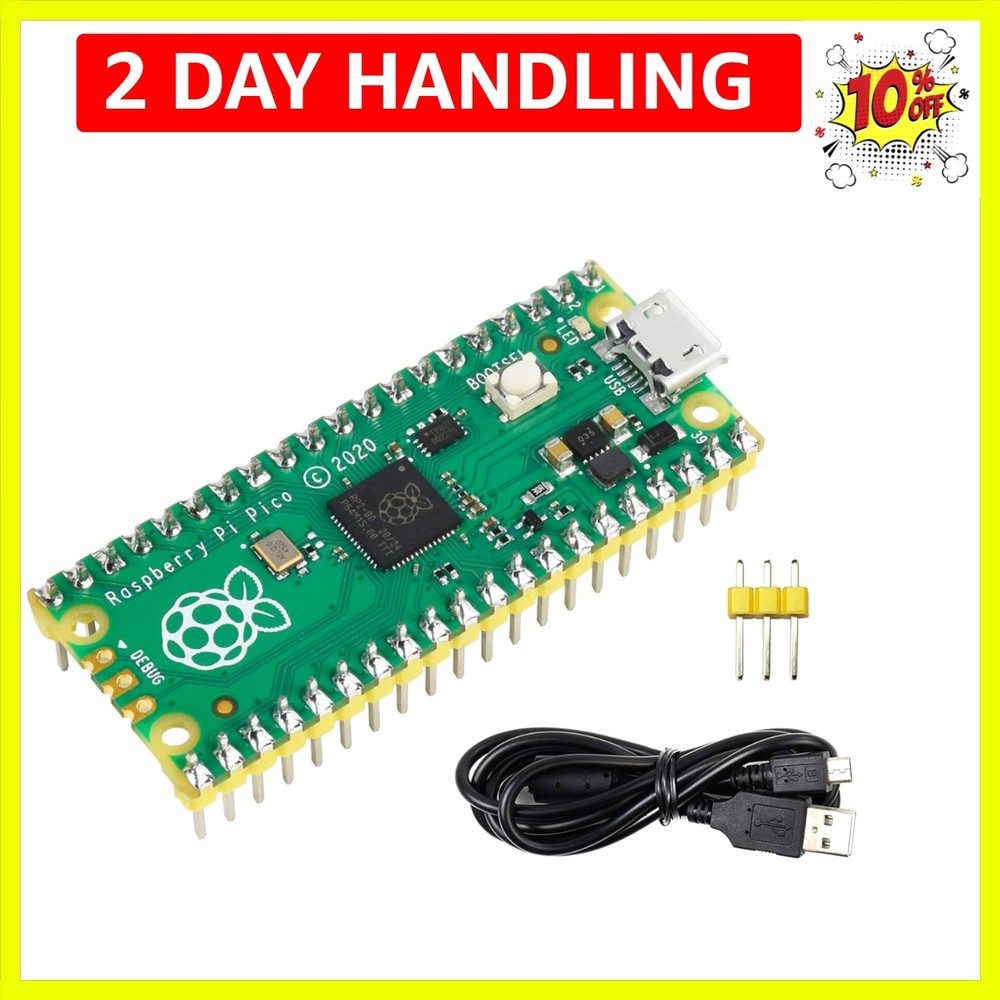 Pre-Soldered Raspberry Pi Pico Microcontroller with 133 MHz Dual-Core Processor
