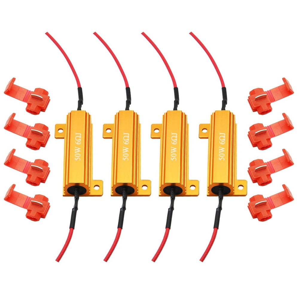 AUXLIGHT 4Pcs Quality 50W 6ohm Load Resistors - Fix LED Bulb Hyper Flash/Error C
