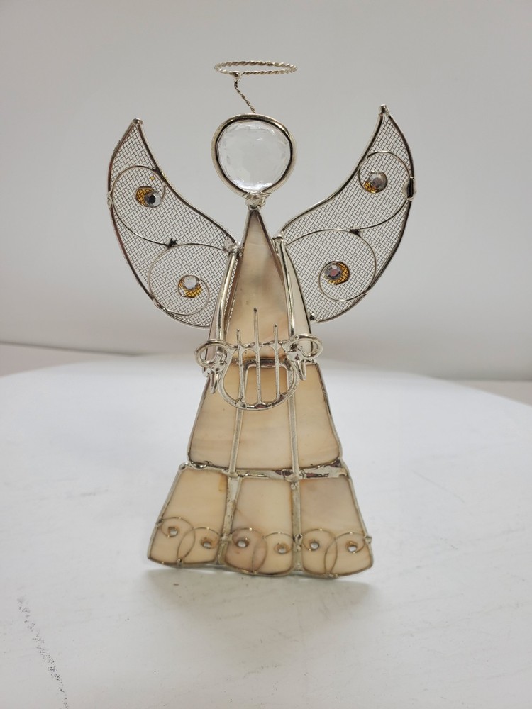 Capriz Shell Angel Tealight Holder 6" Tall