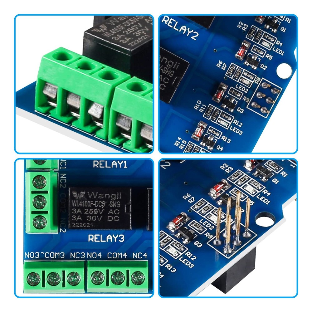2Pcs 4 Channel Relay Shield 5V Module Four Way Channel Relay Control Board Ex...