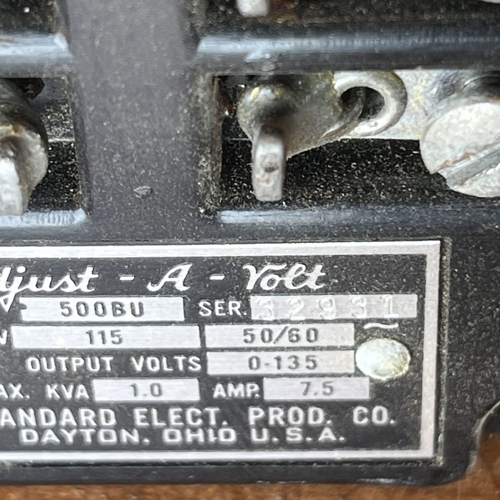 Adjust-A-Volt 500BU Variac 1kVA 7.5A Variable Auto Transformer 115V Tested