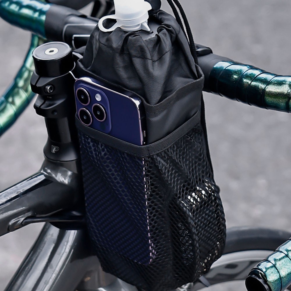 Quick Access and Secure Storage with Drawstring Bike Handlebar Stem Bag