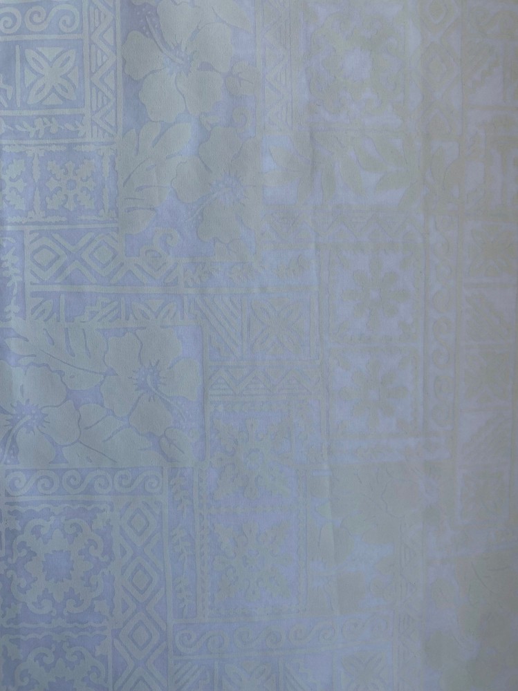 White on White Block Print with Hibiscus | Handmade | Poly Cotton