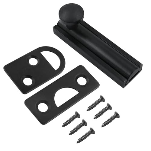 Luomorgo 1 Pack Solid Brass 2 Inch Surface Bolt Slide Latch Door Matte Black