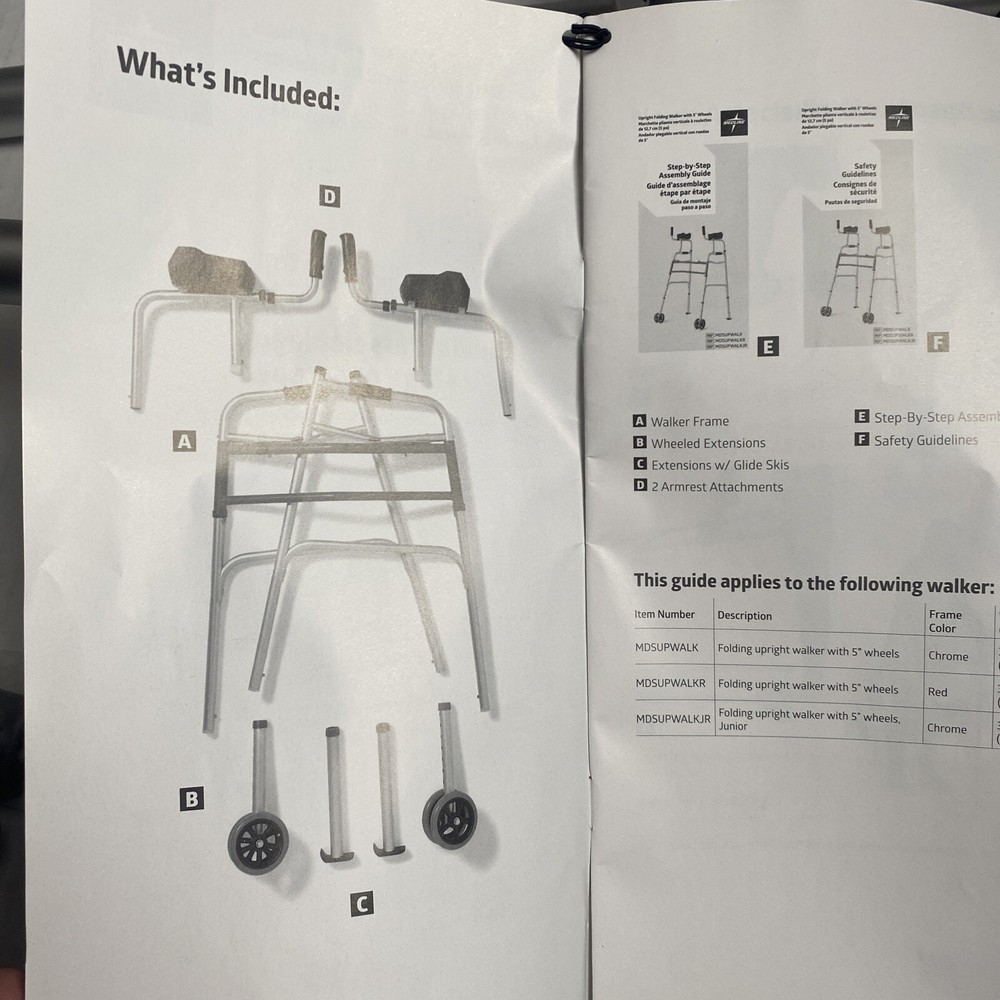 Medline Adjustable Upright Forearm Walker with Armrests, Better Stability *READ