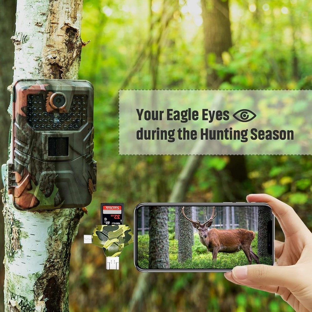 SD/Micro SD Card Reader for iPhone/iPad/Android/Mac/Computer/Camera, 4 in 1 T...